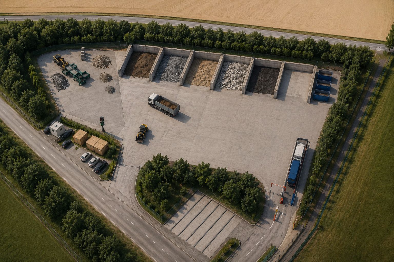 Recyklační středisko Rapotín — letecký pohled
